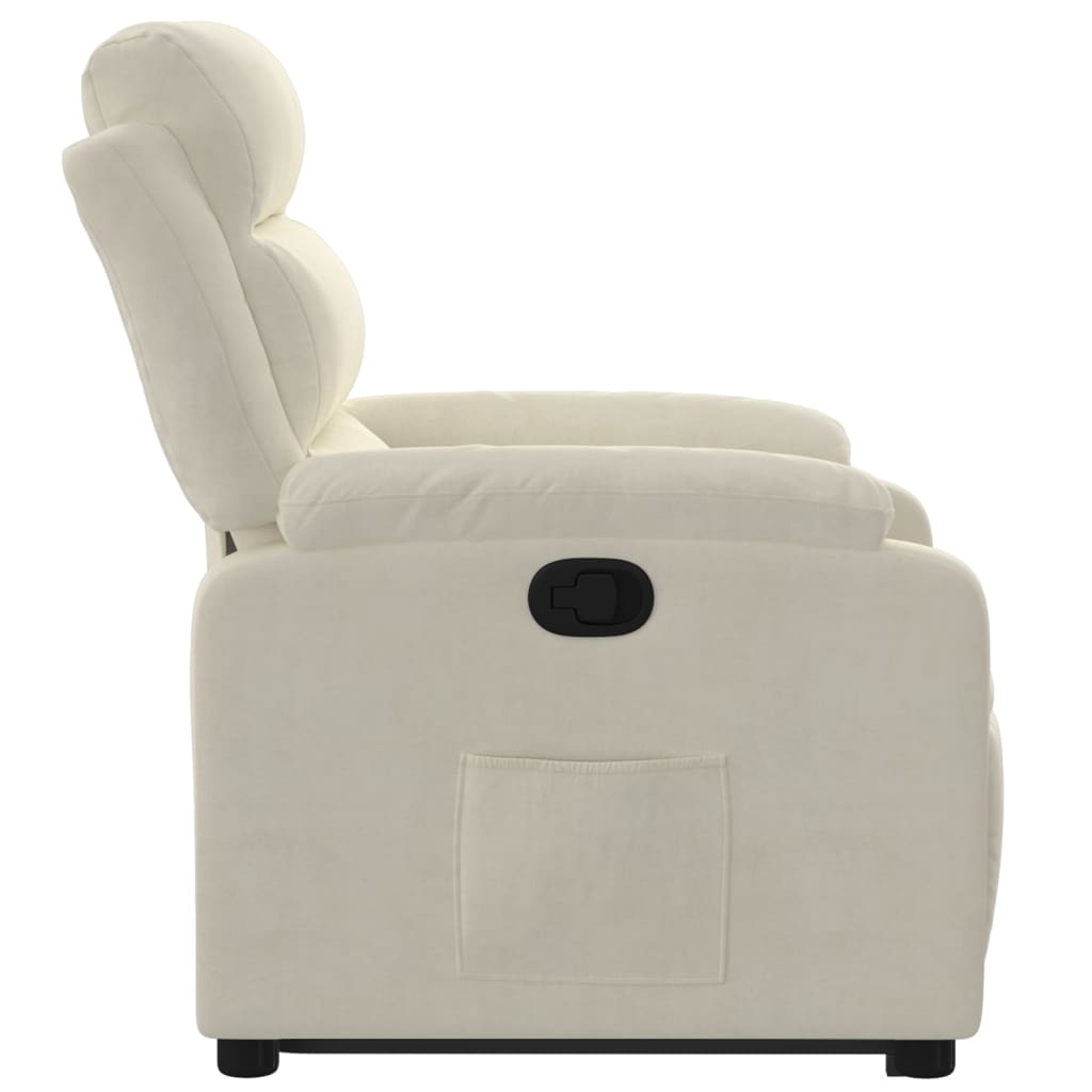 Poltrona reclinável elevatória veludo cor creme