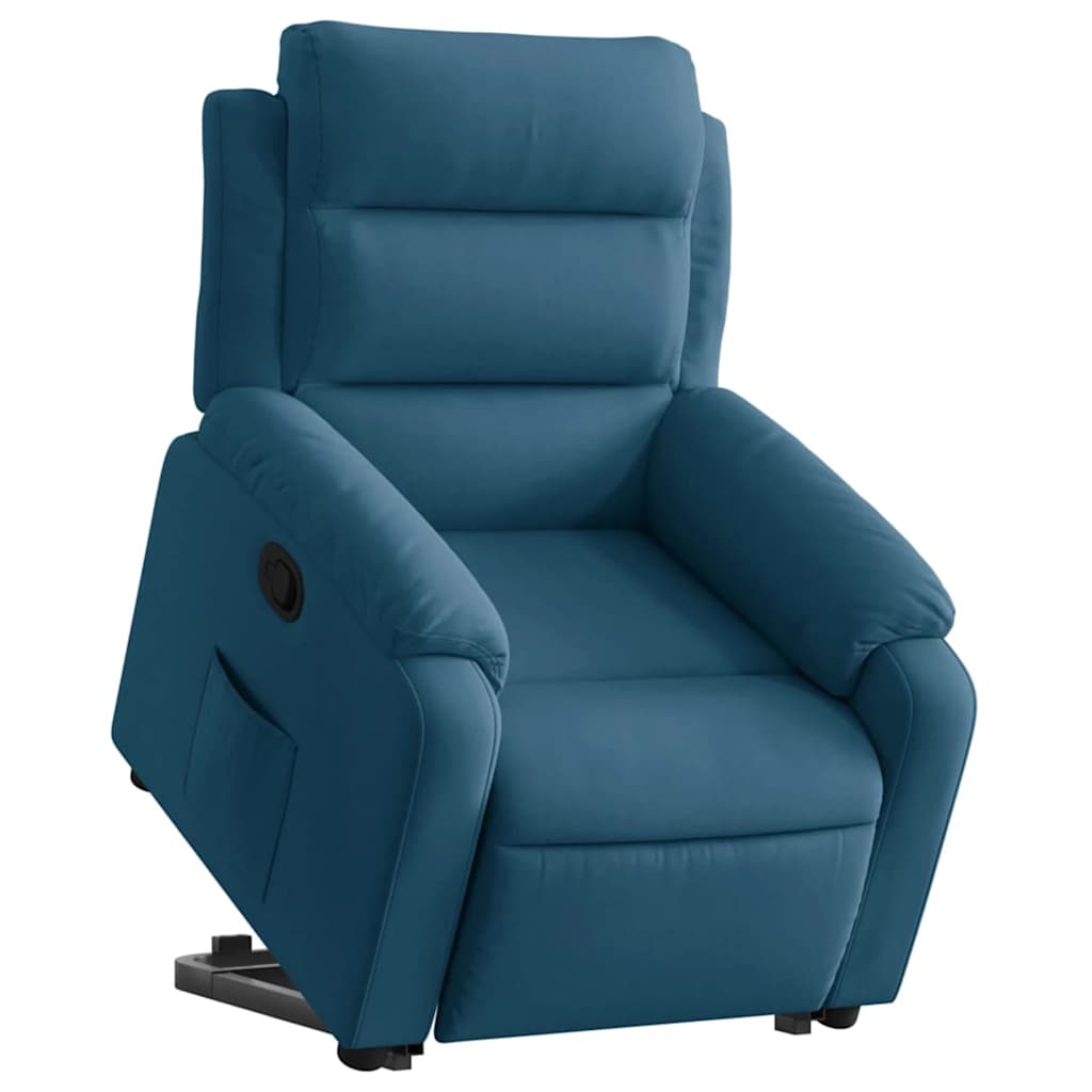 Poltrona reclinável elevatória veludo azul