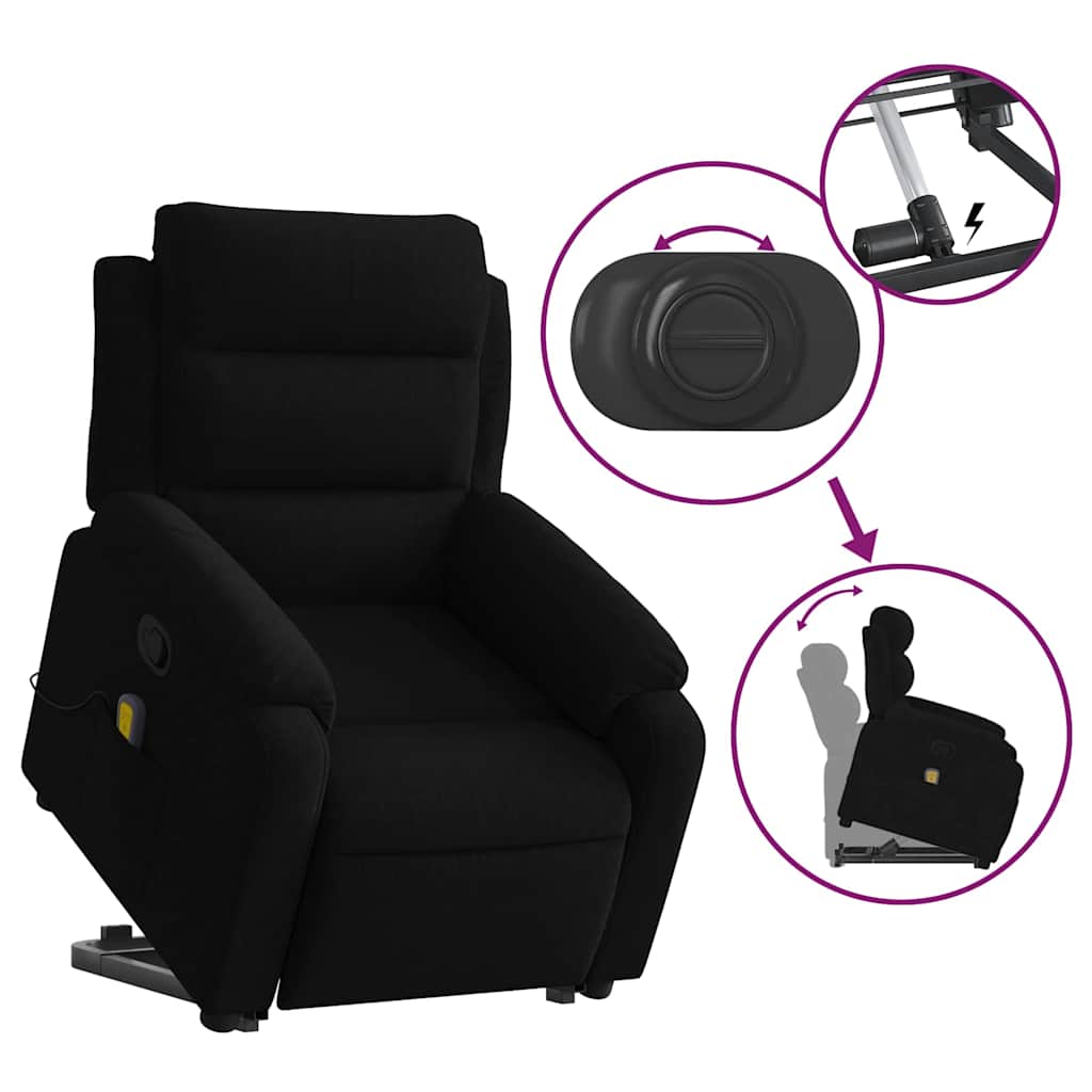 Poltrona elevatória de massagens veludo preto