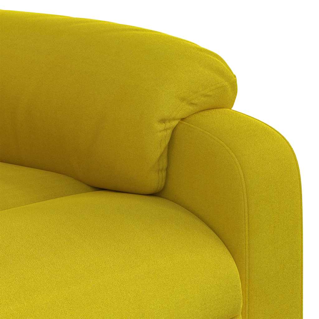 Poltrona reclinável elevatória elétrica veludo amarelo
