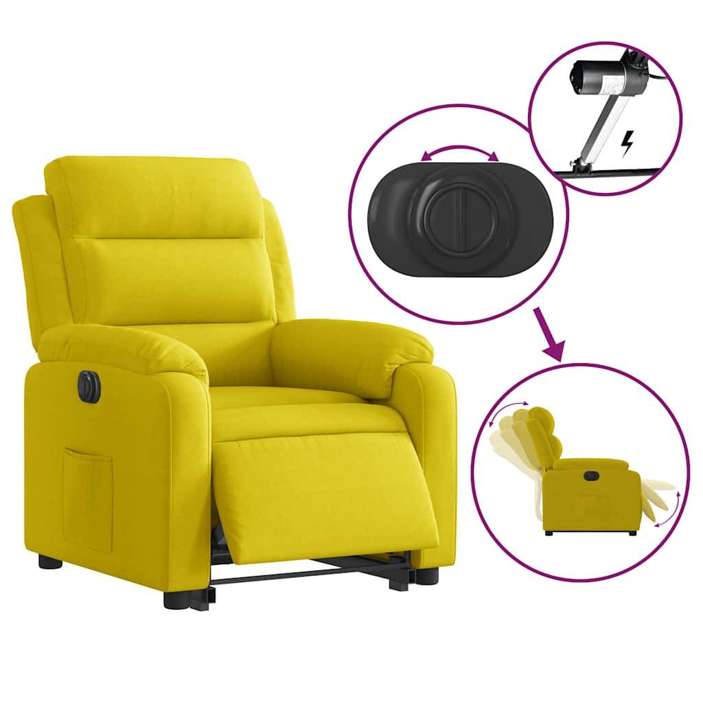 Poltrona reclinável elevatória elétrica veludo amarelo