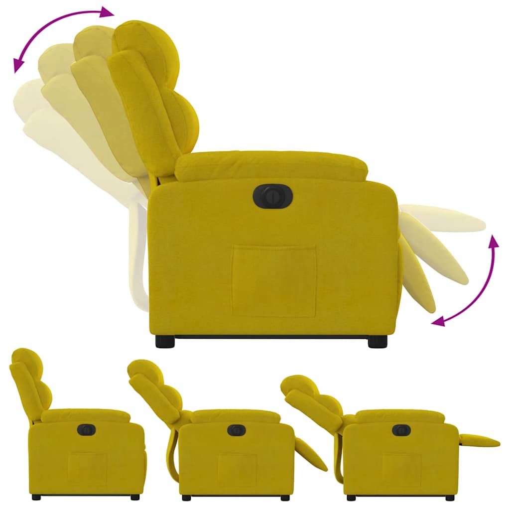 Poltrona reclinável elevatória elétrica veludo amarelo