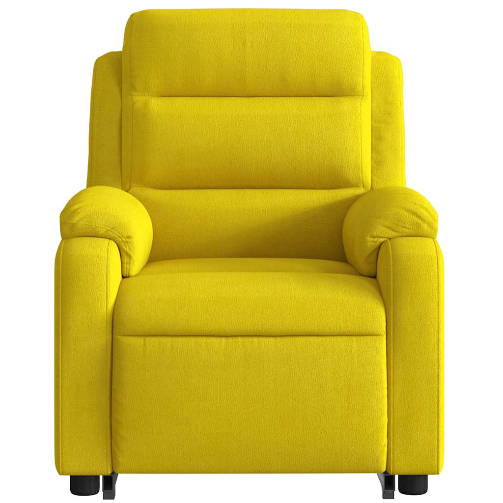 Poltrona reclinável elevatória elétrica veludo amarelo