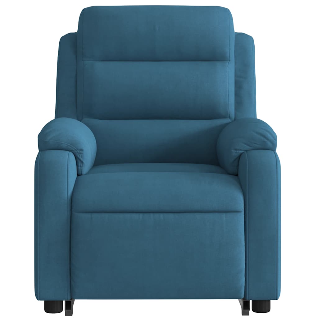 Poltrona reclinável elevatória elétrica veludo azul