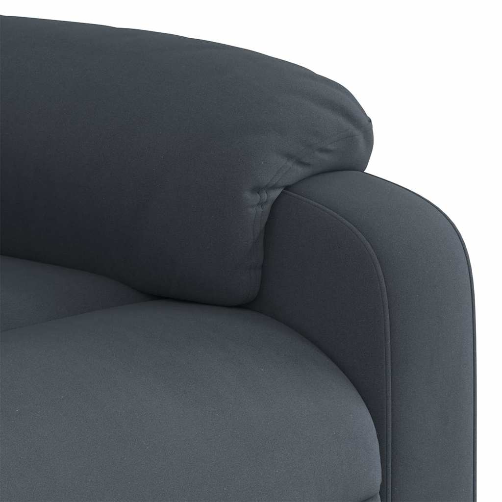 Poltrona massagens elevatória elétrica veludo cinzento-escuro