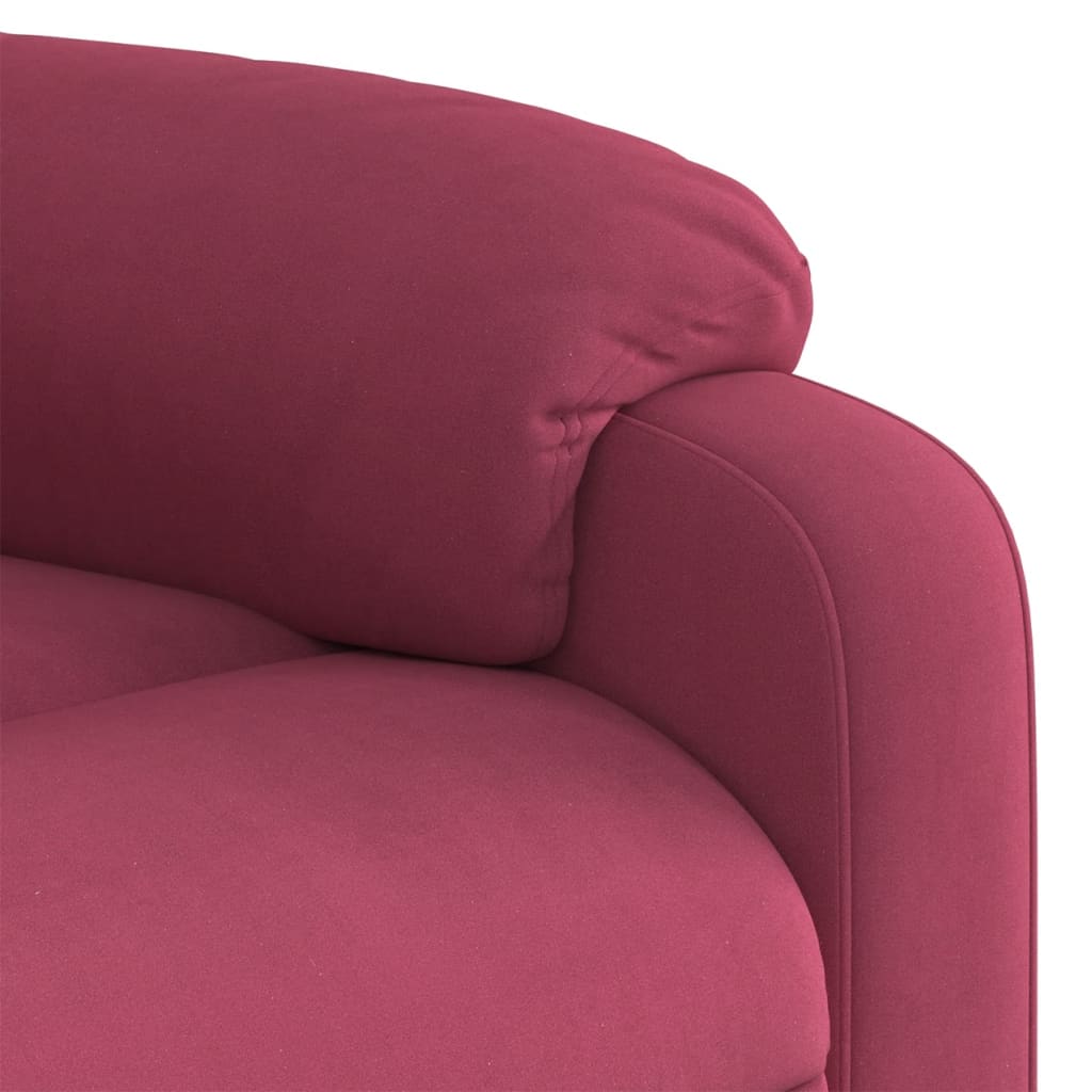 Poltrona massagens elevatória elétrica veludo vermelho-tinto