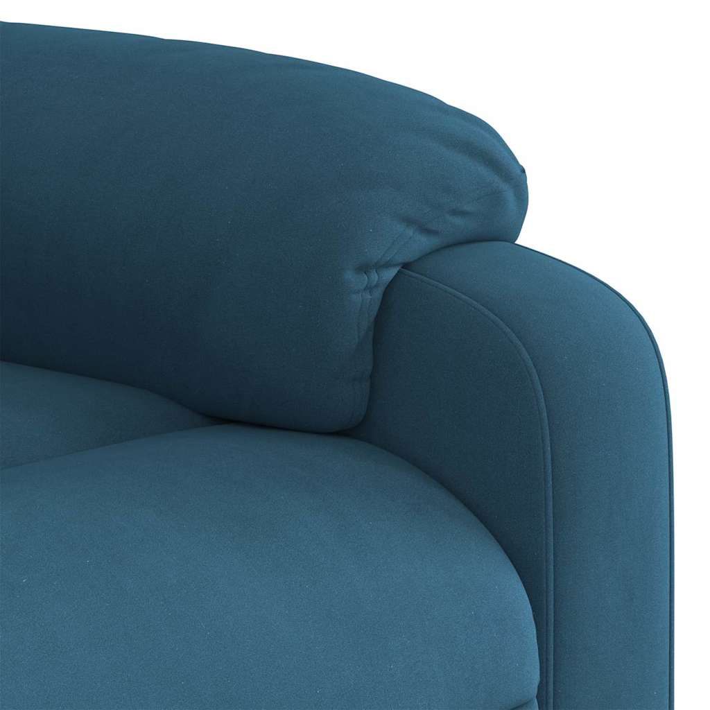 Poltrona massagens reclinável elevatória elétrica veludo azul