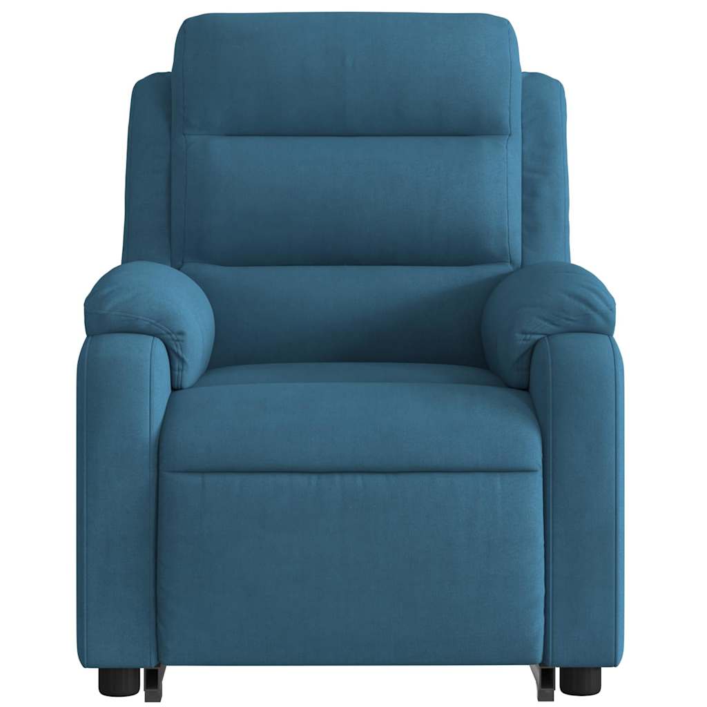 Poltrona massagens reclinável elevatória elétrica veludo azul