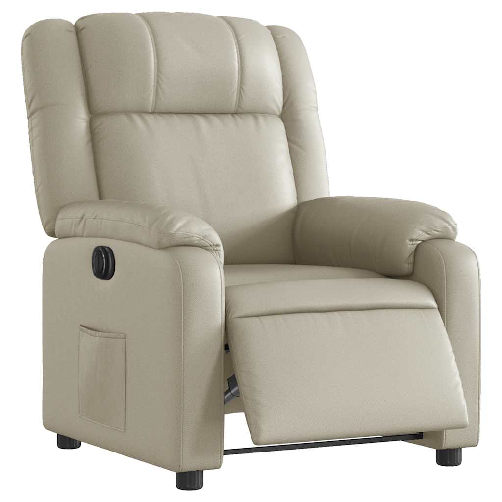 Poltrona reclinável elétrica couro artificial cor creme