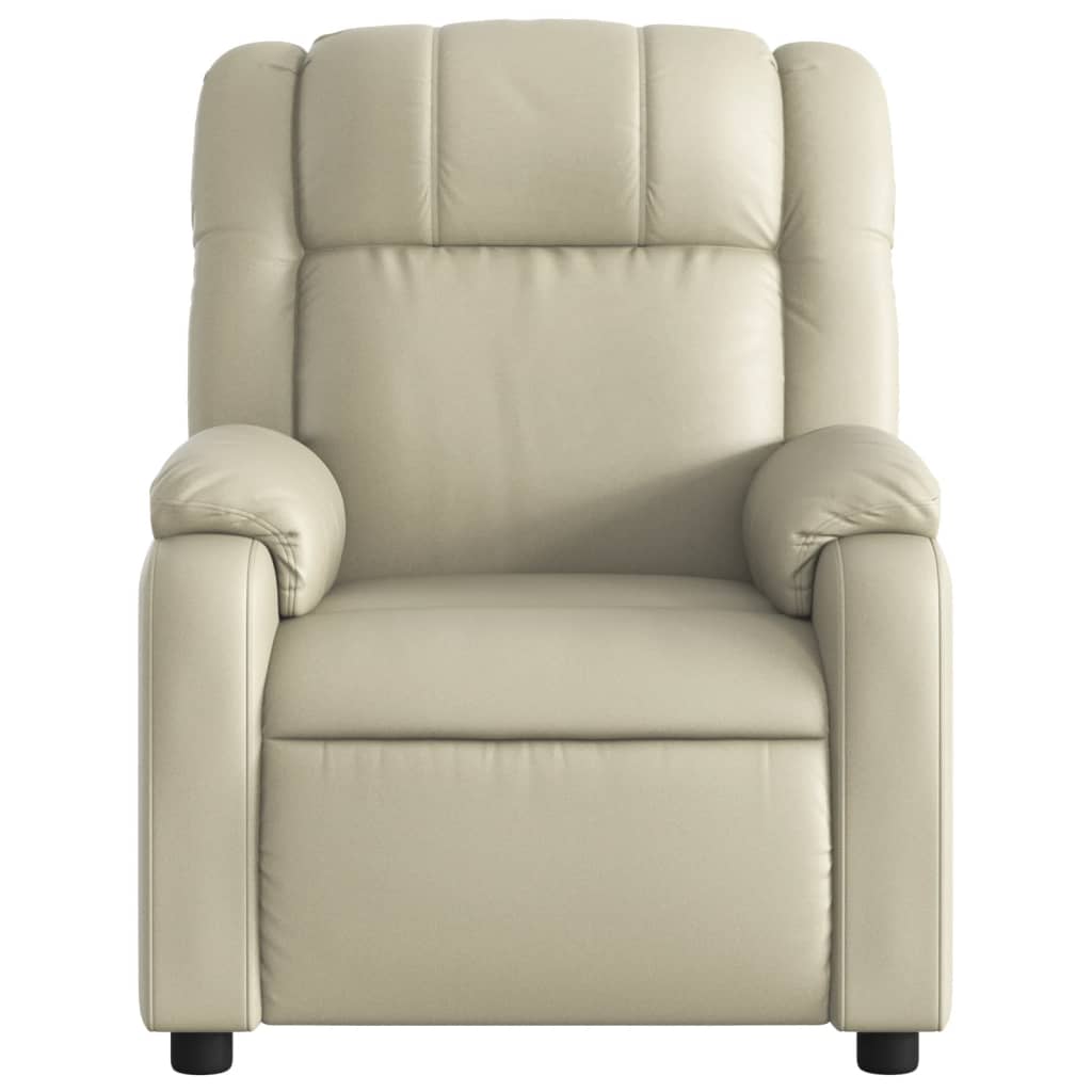Poltrona reclinável elétrica couro artificial cor creme