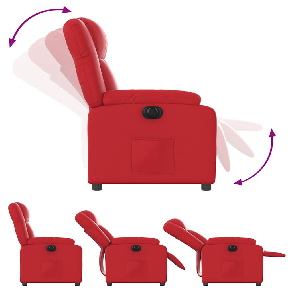 Poltrona reclinável elétrica couro artificial vermelho