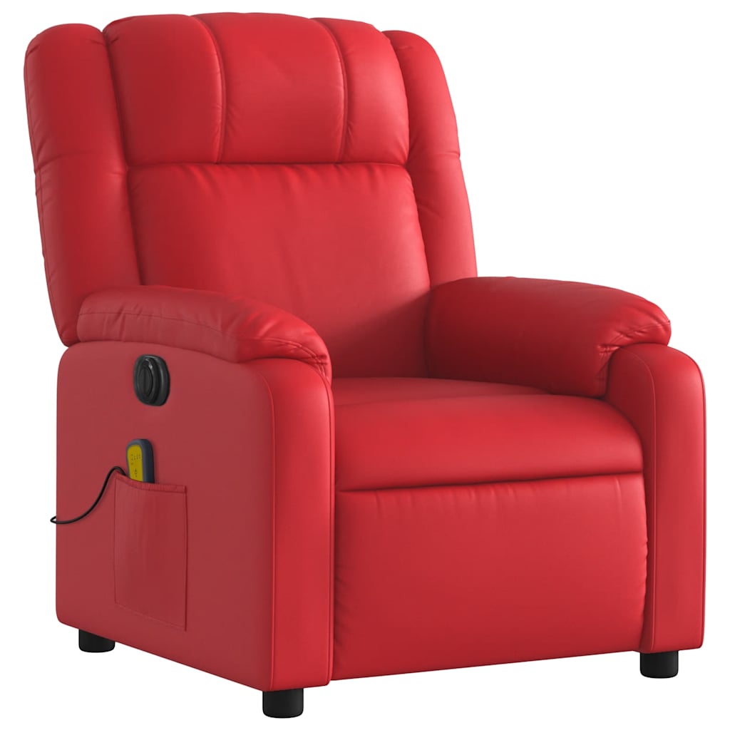 Poltrona massagens reclinável elétrica couro artif. vermelho