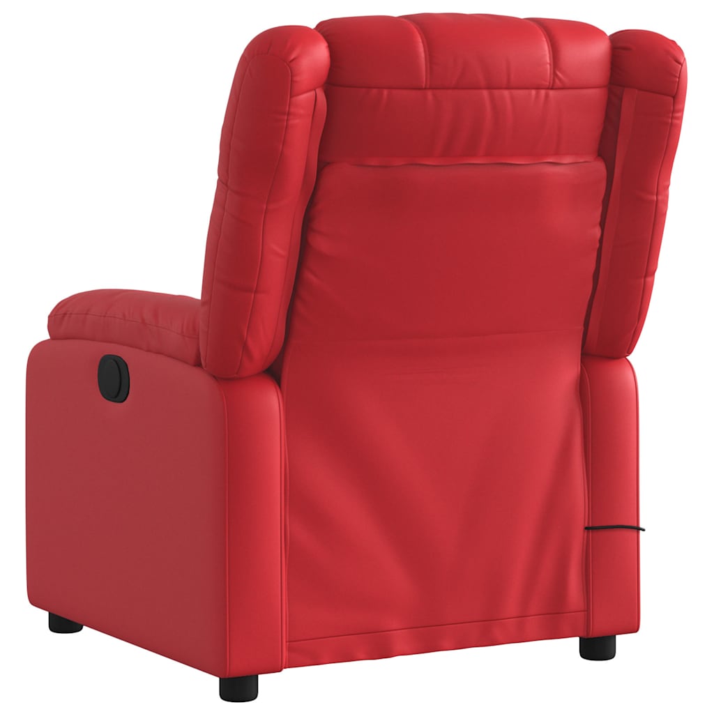 Poltrona massagens reclinável elétrica couro artif. vermelho