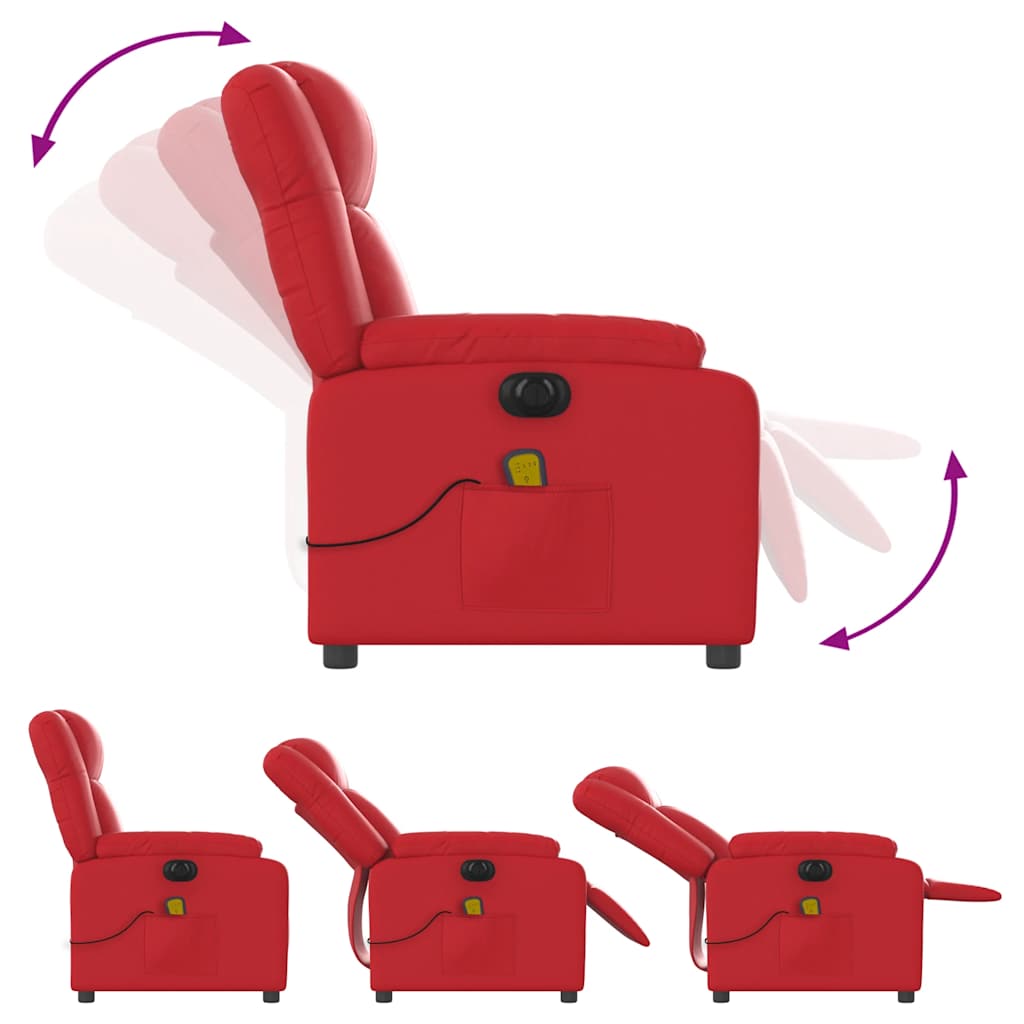 Poltrona massagens reclinável elétrica couro artif. vermelho
