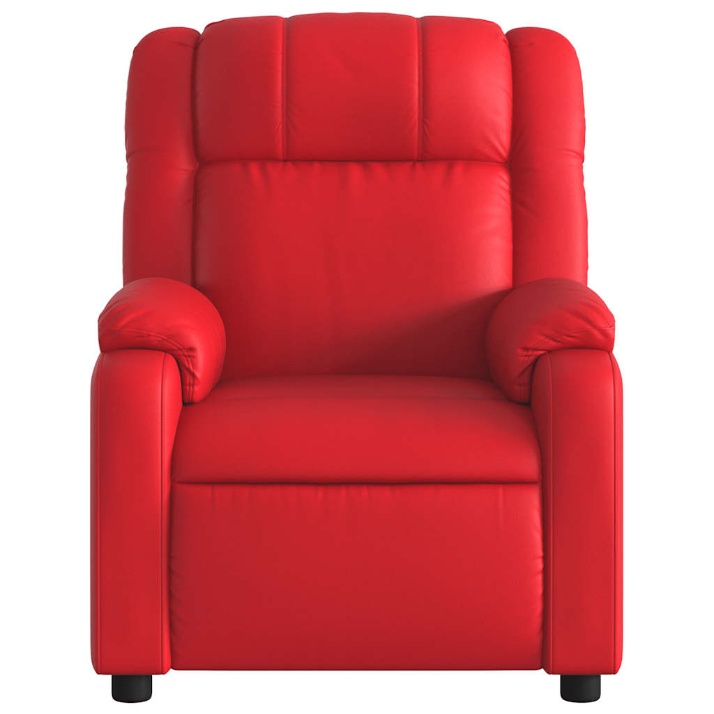Poltrona massagens reclinável elétrica couro artif. vermelho
