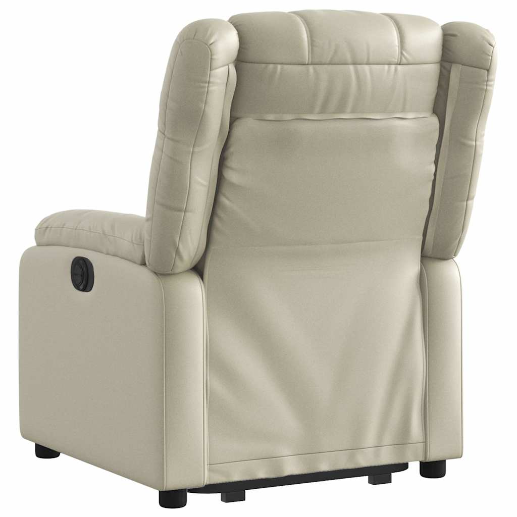 Poltrona reclinável elevatória couro artificial cor creme