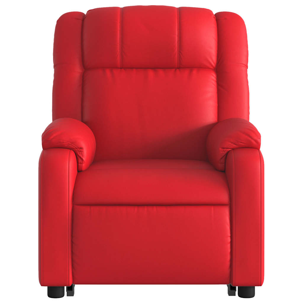 Poltrona reclinável elevatória couro artificial vermelho
