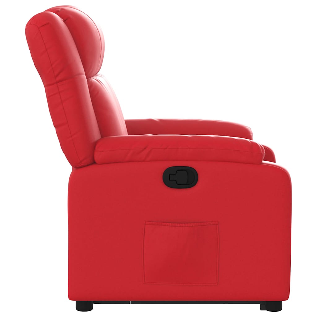 Poltrona reclinável elevatória couro artificial vermelho