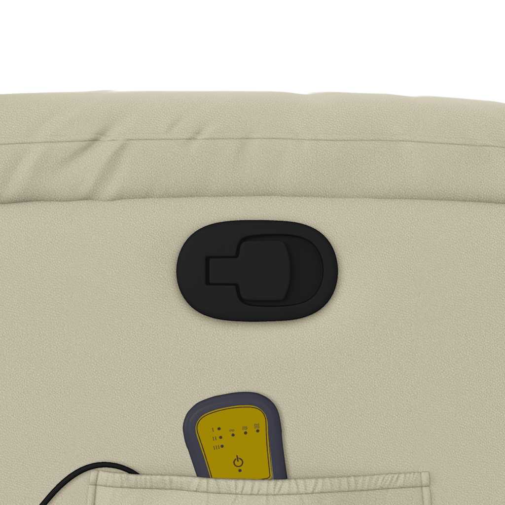 Poltrona reclinável de massagens couro artificial cor creme