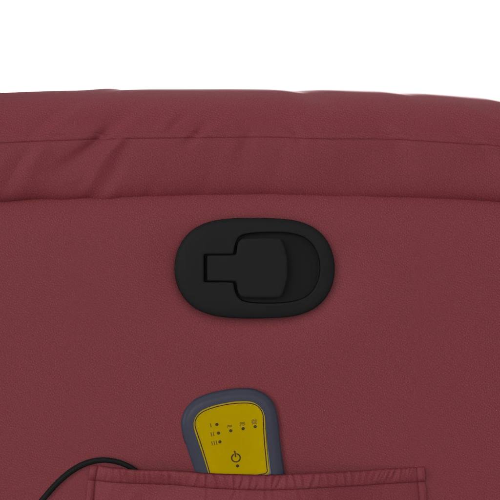 Poltrona massagens reclinável couro artificial vermelho tinto