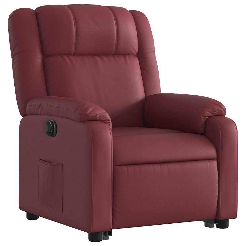 Poltrona reclin. elevatória elétrica couro artif vermelho-tinto