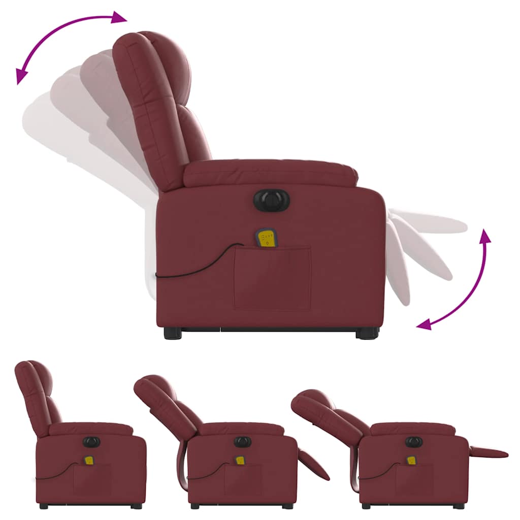 Poltrona reclin. elevatória elétrica couro artif vermelho-tinto