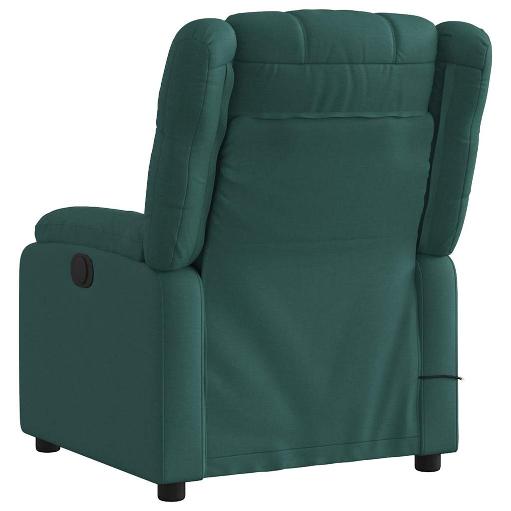 Poltrona reclinável de massagens elétrica tecido verde-escuro
