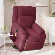 Poltrona elevatória de massagens elétrica tecido vermelho tinto