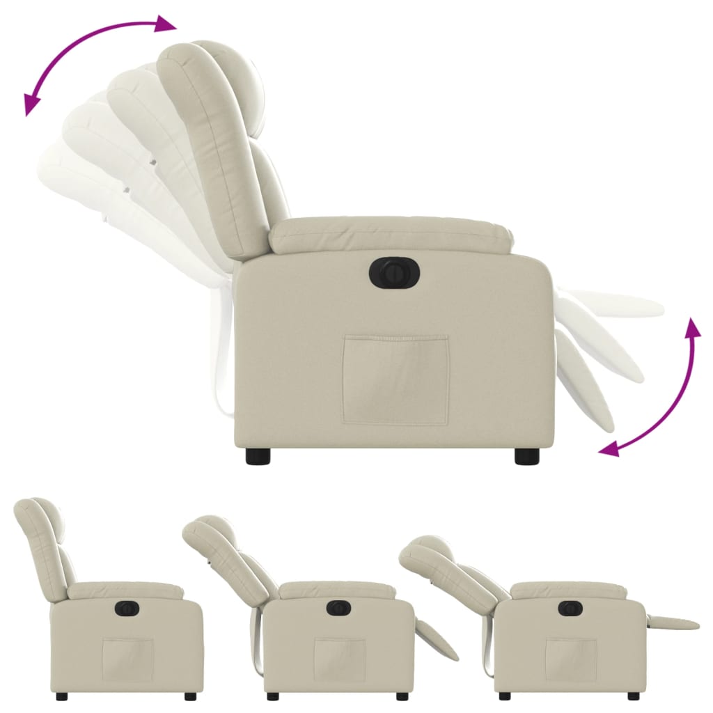 Poltrona reclinável elétrica couro artificial cor creme