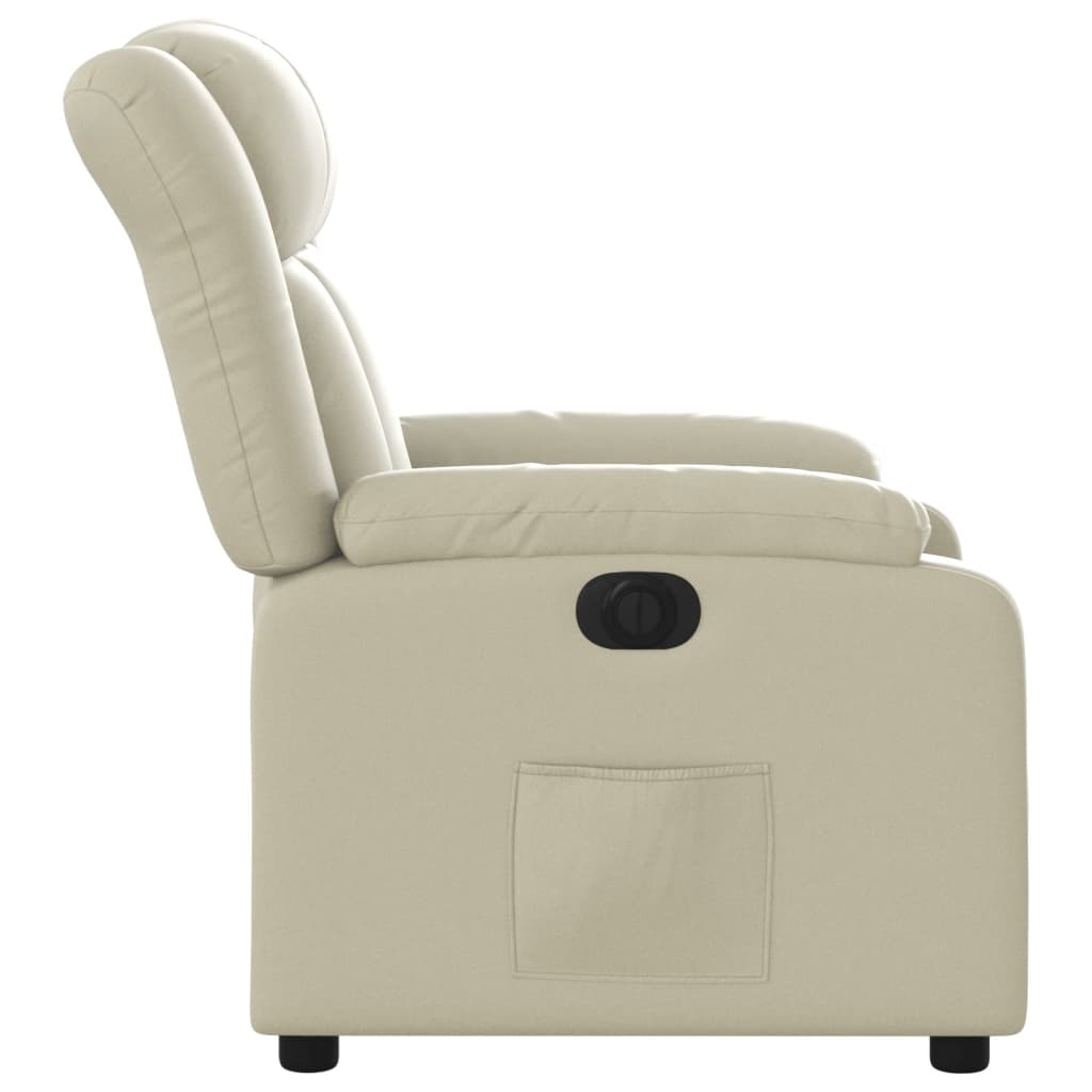 Poltrona reclinável elétrica couro artificial cor creme