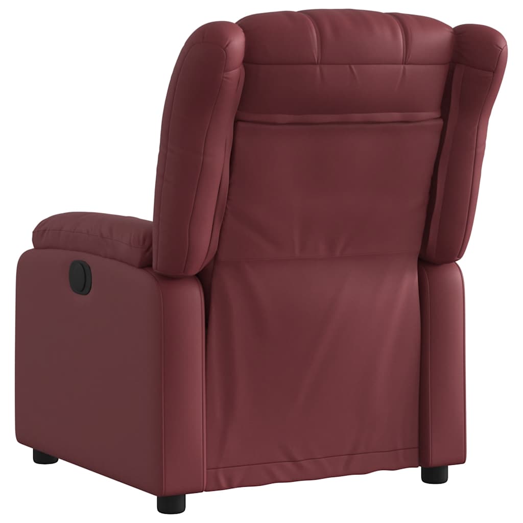 Poltrona reclinável elétrica couro artificial vermelho tinto