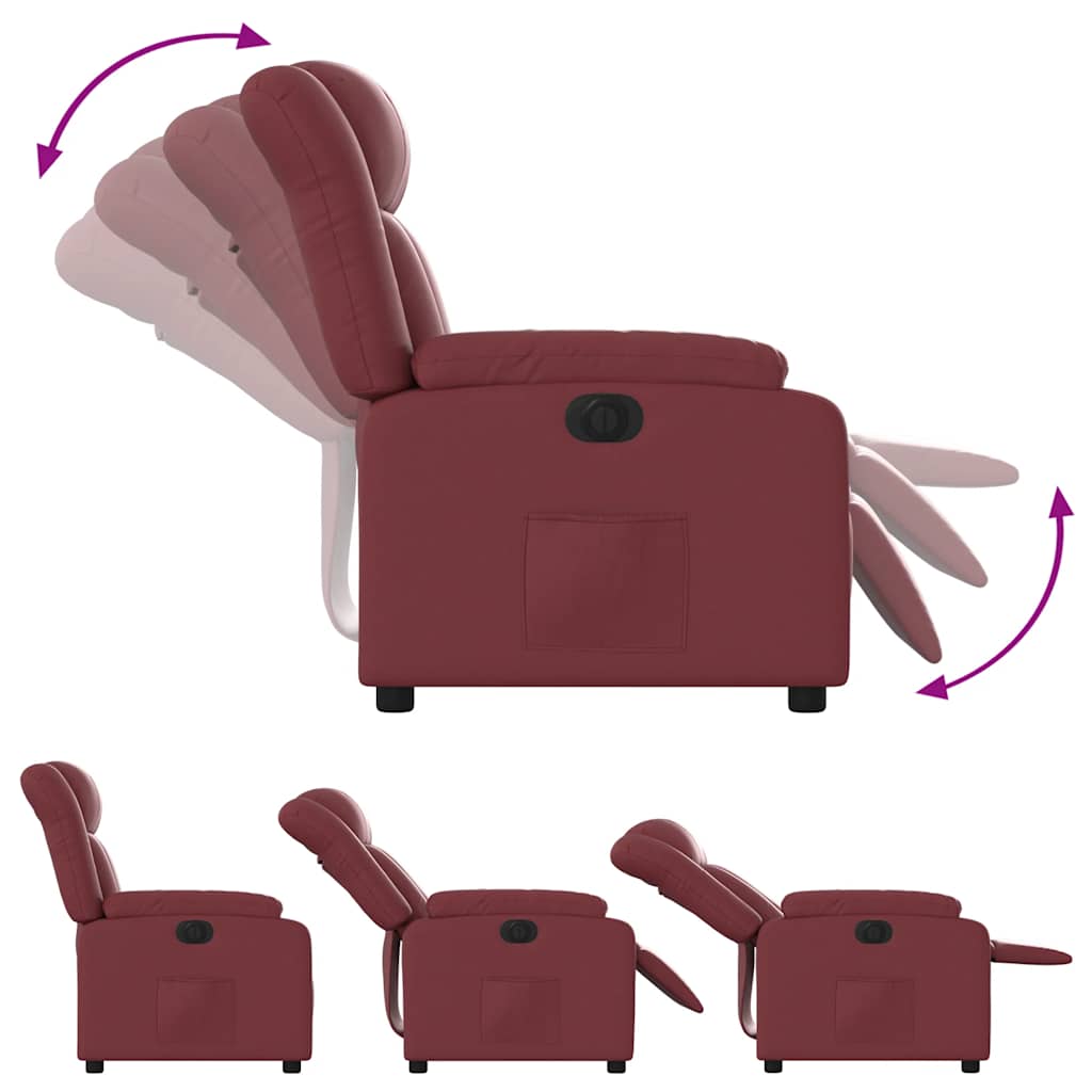 Poltrona reclinável elétrica couro artificial vermelho tinto