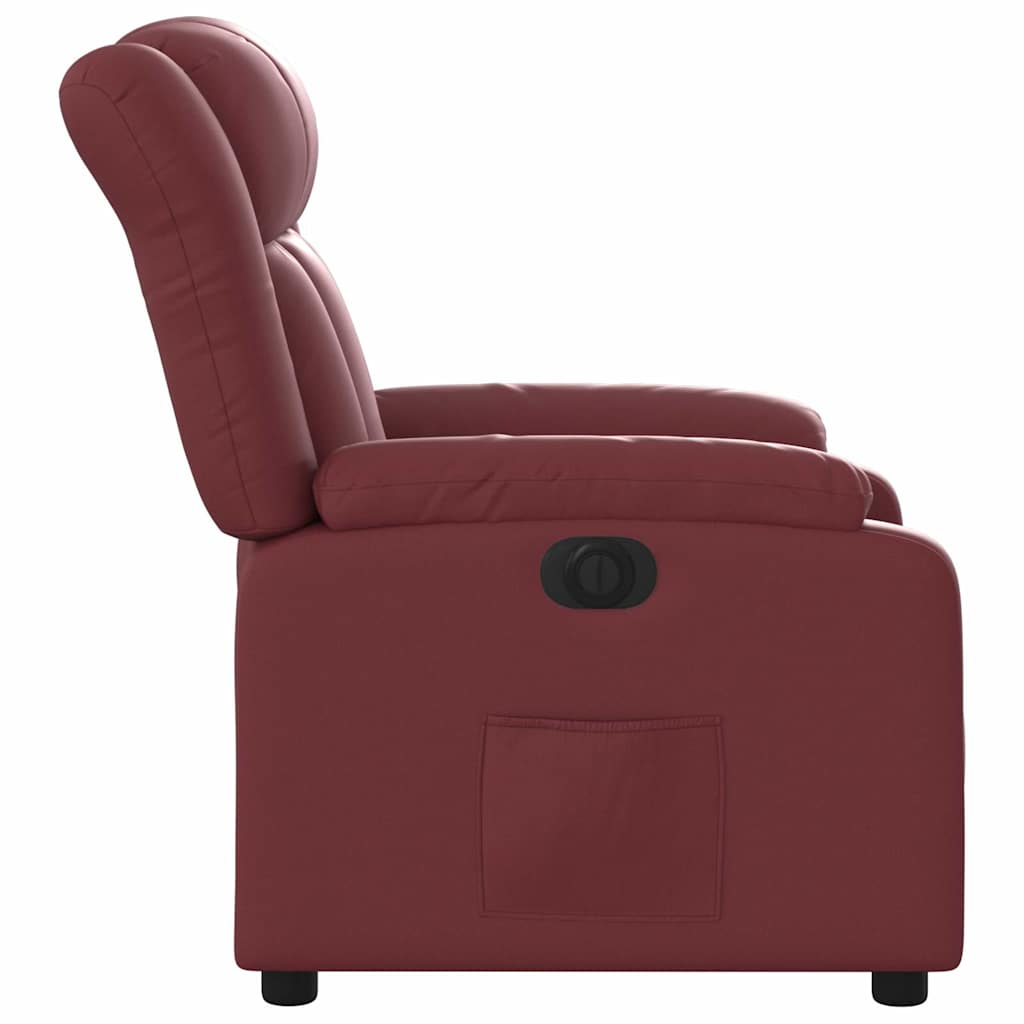 Poltrona reclinável elétrica couro artificial vermelho tinto