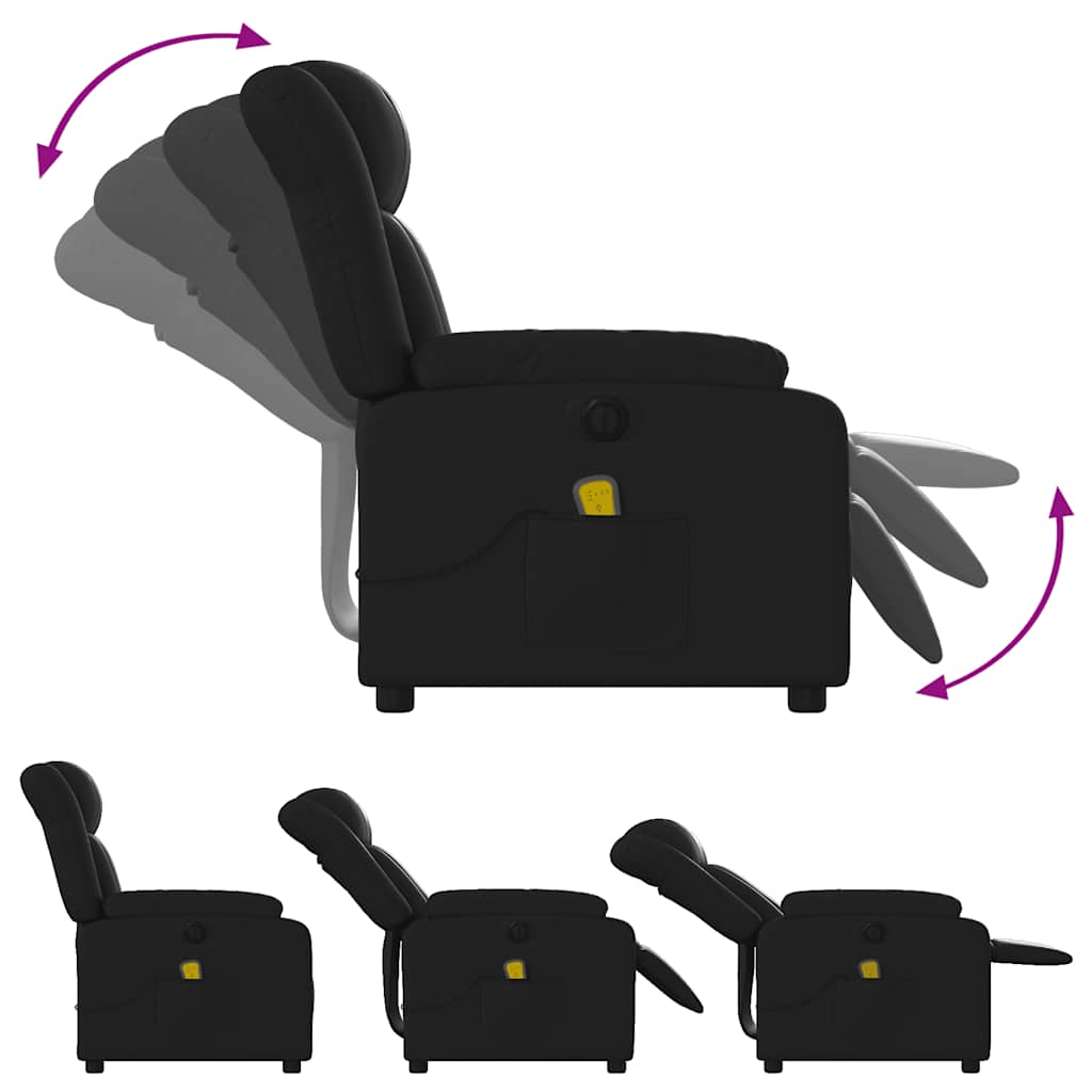 Poltrona massagens reclinável elétrica couro artificial preto