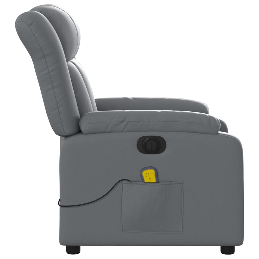 Poltrona massagens reclinável elétrica couro artif. cinzento