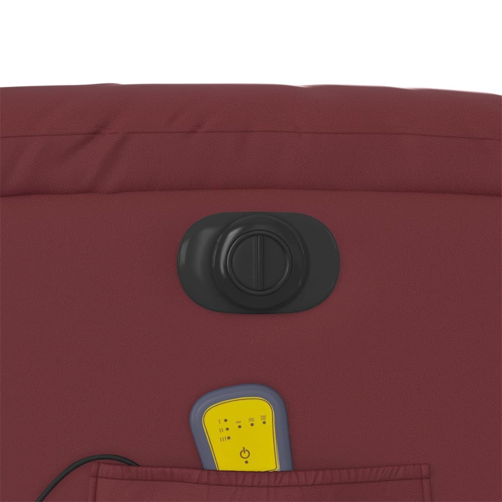 Poltrona massagens reclin. elétrica couro artif. vermelho-tinto