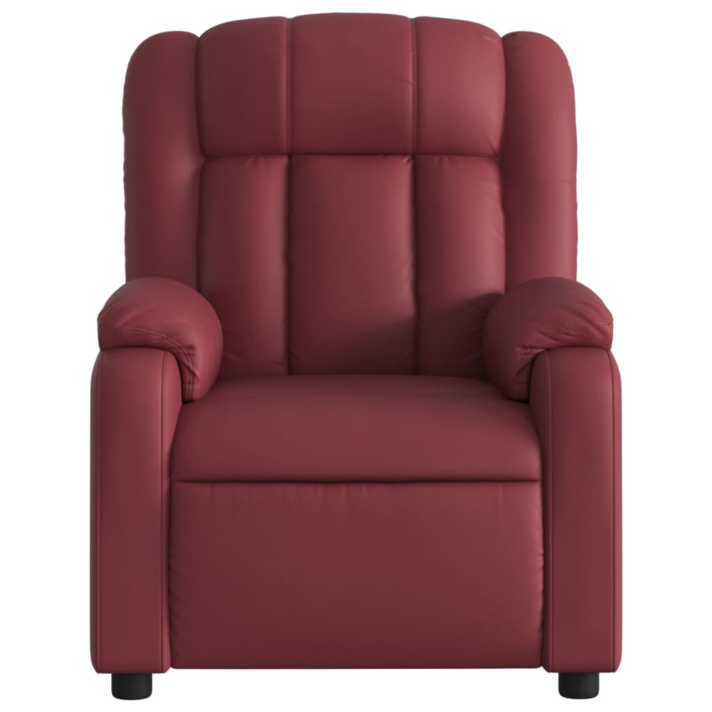 Poltrona massagens reclin. elétrica couro artif. vermelho-tinto