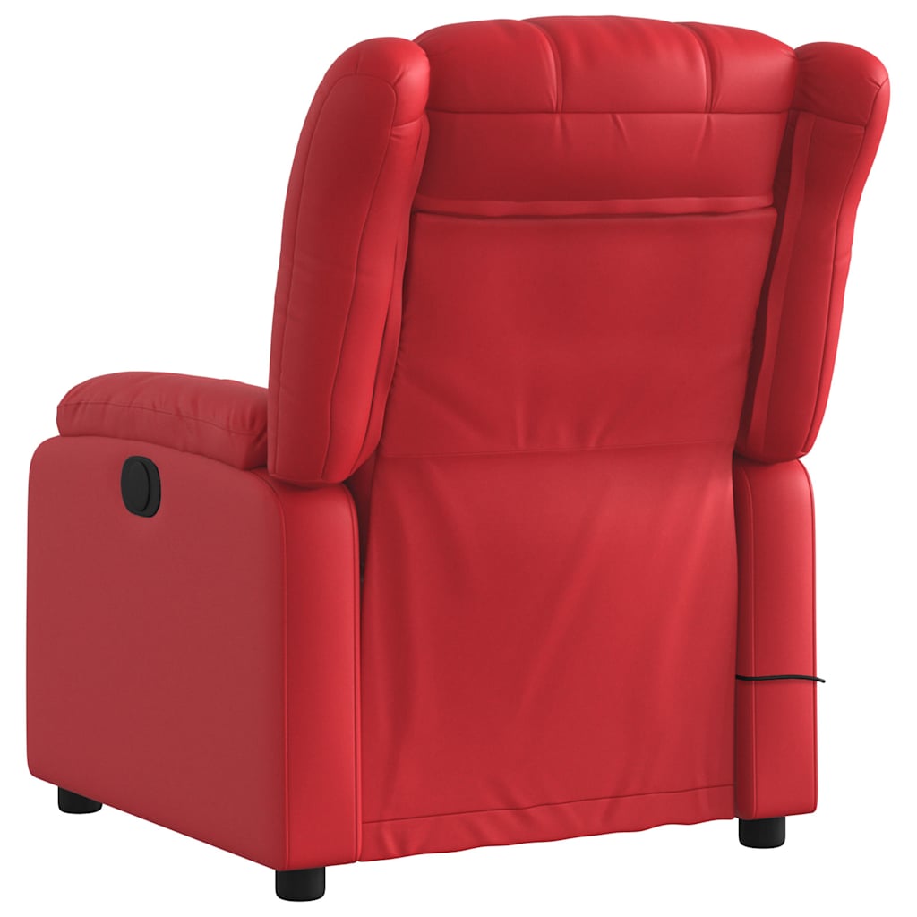 Poltrona massagens reclinável elétrica couro artif. vermelho