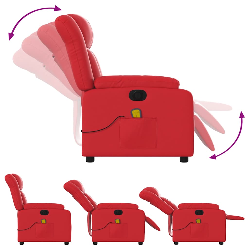 Poltrona massagens reclinável elétrica couro artif. vermelho