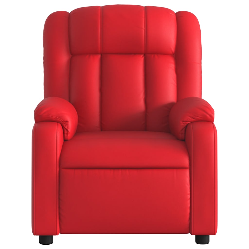 Poltrona massagens reclinável elétrica couro artif. vermelho