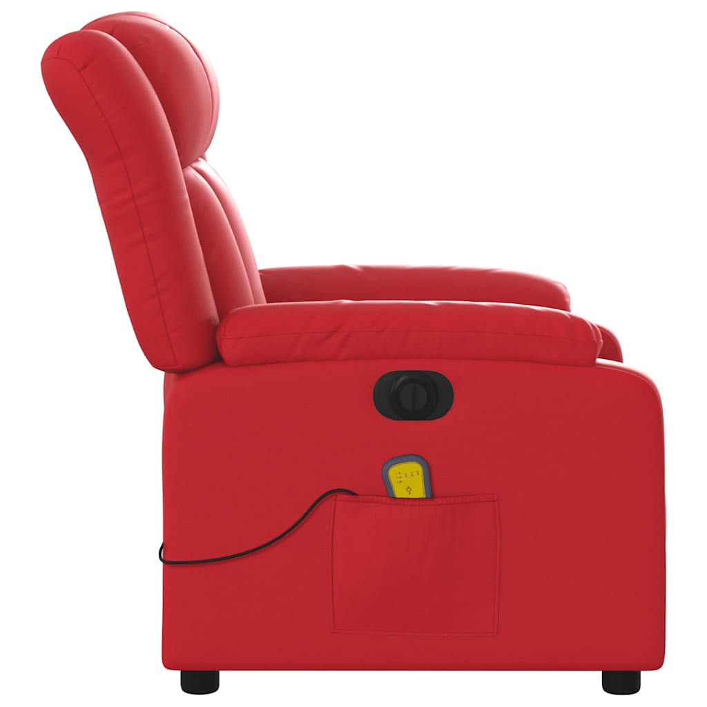 Poltrona massagens reclinável elétrica couro artif. vermelho