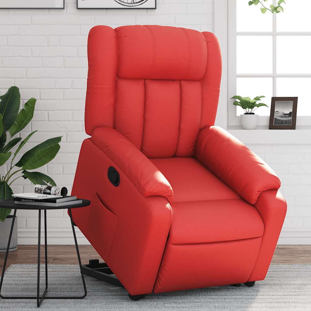 Poltrona reclinável elevatória couro artificial vermelho