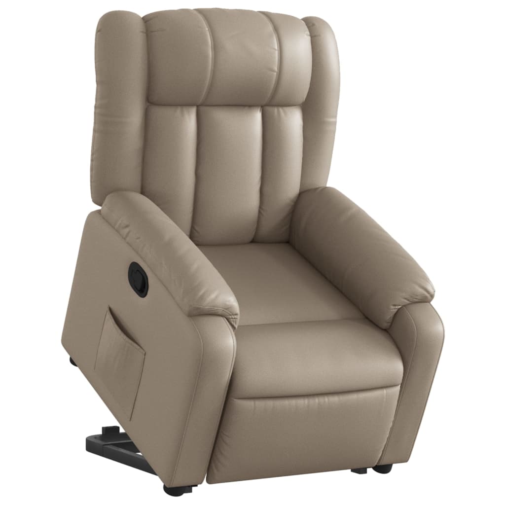 Poltrona reclinável elevatória couro artificial cor cappuccino