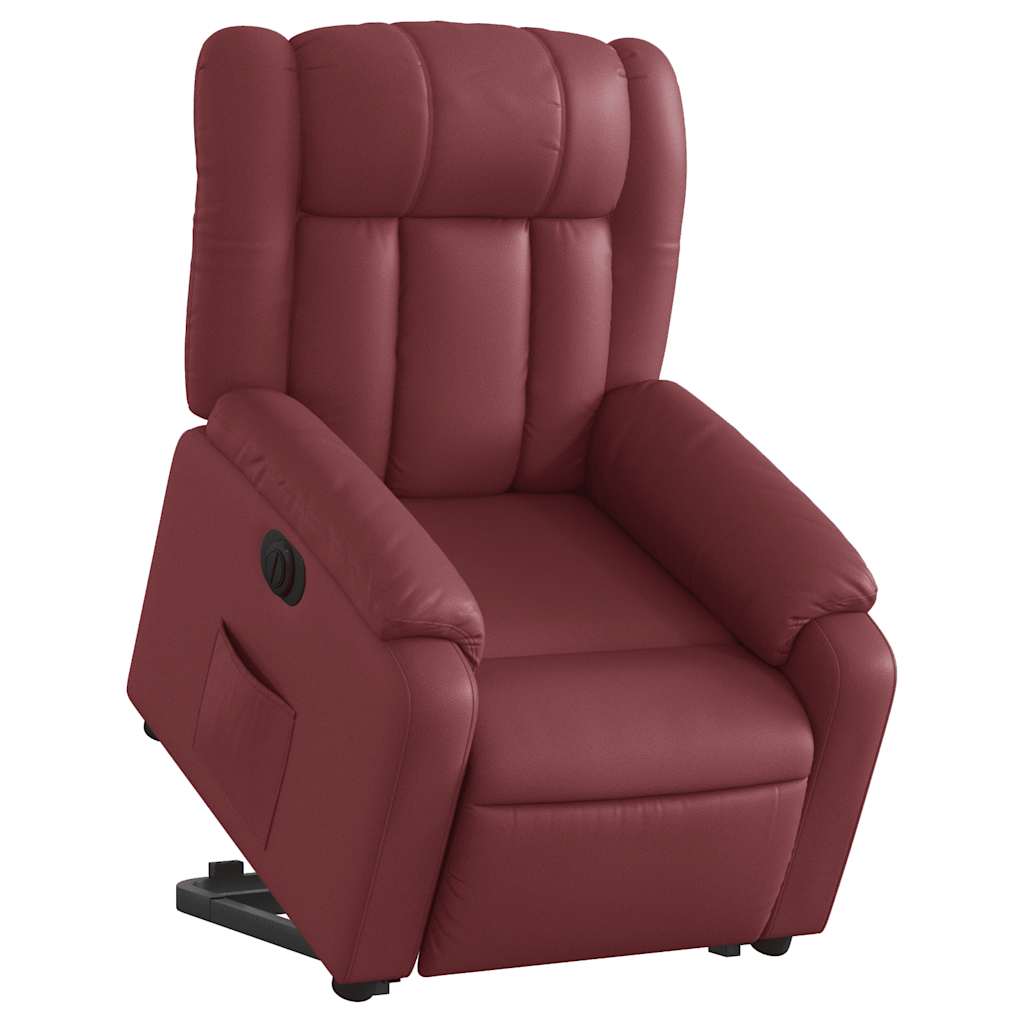 Poltrona reclin. elevatória elétrica couro artif vermelho-tinto