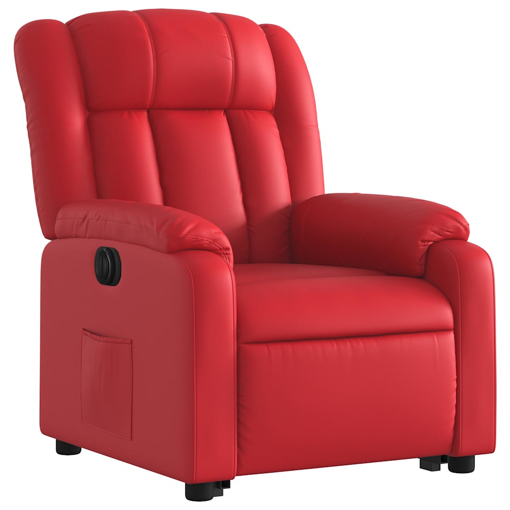 Poltrona reclinável elevatória elétrica couro artif. vermelho