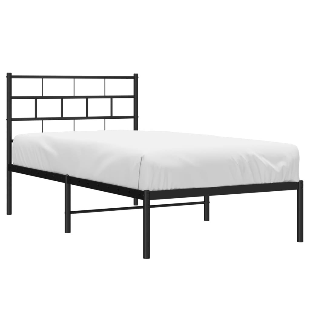 Estrutura de cama metal s/ colchão c/ cabeceira 75x190 cm preto