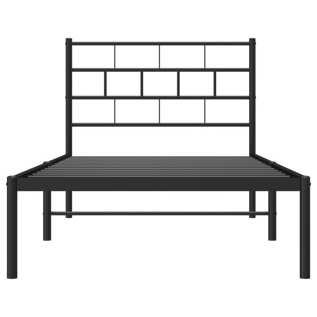 Estrutura de cama metal s/ colchão c/ cabeceira 75x190 cm preto