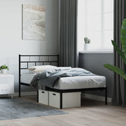 Estrutura de cama metal s/ colchão c/ cabeceira 75x190 cm preto