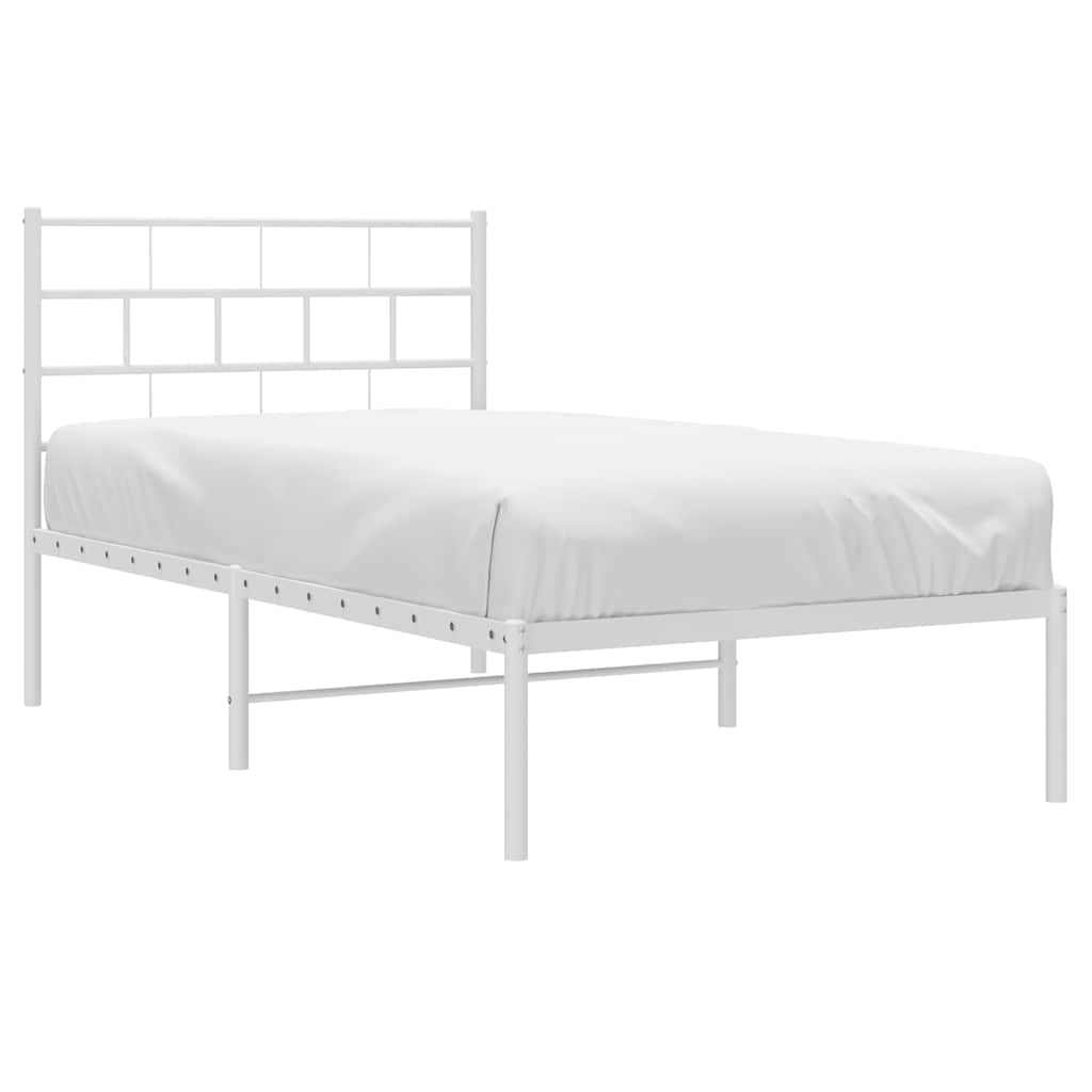 Estrutura de cama com cabeceira 100x200 cm metal branco