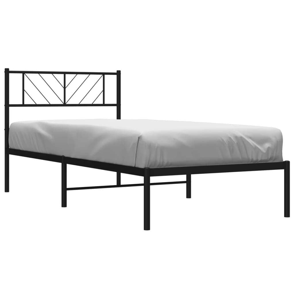Estrutura de cama com cabeceira 90x190 cm metal preto